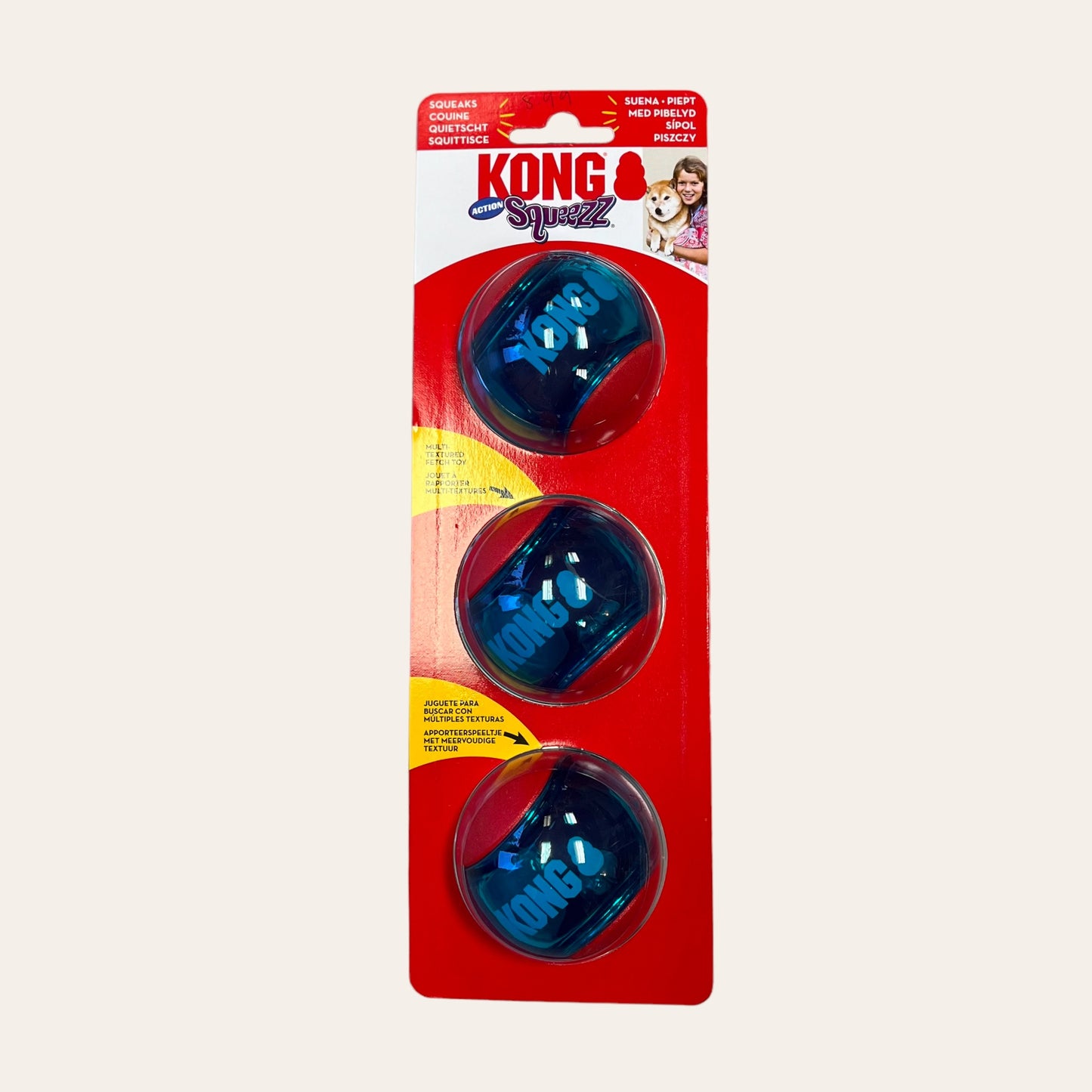 KONG Squeeze Action Balls Medium 3 Pack